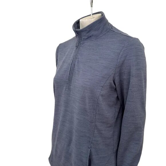 EDDIE BAUER 1/4 Zip Pullover in Lavender Space Dye - Pockets Thumbholes SZ L - Picture 3 of 11